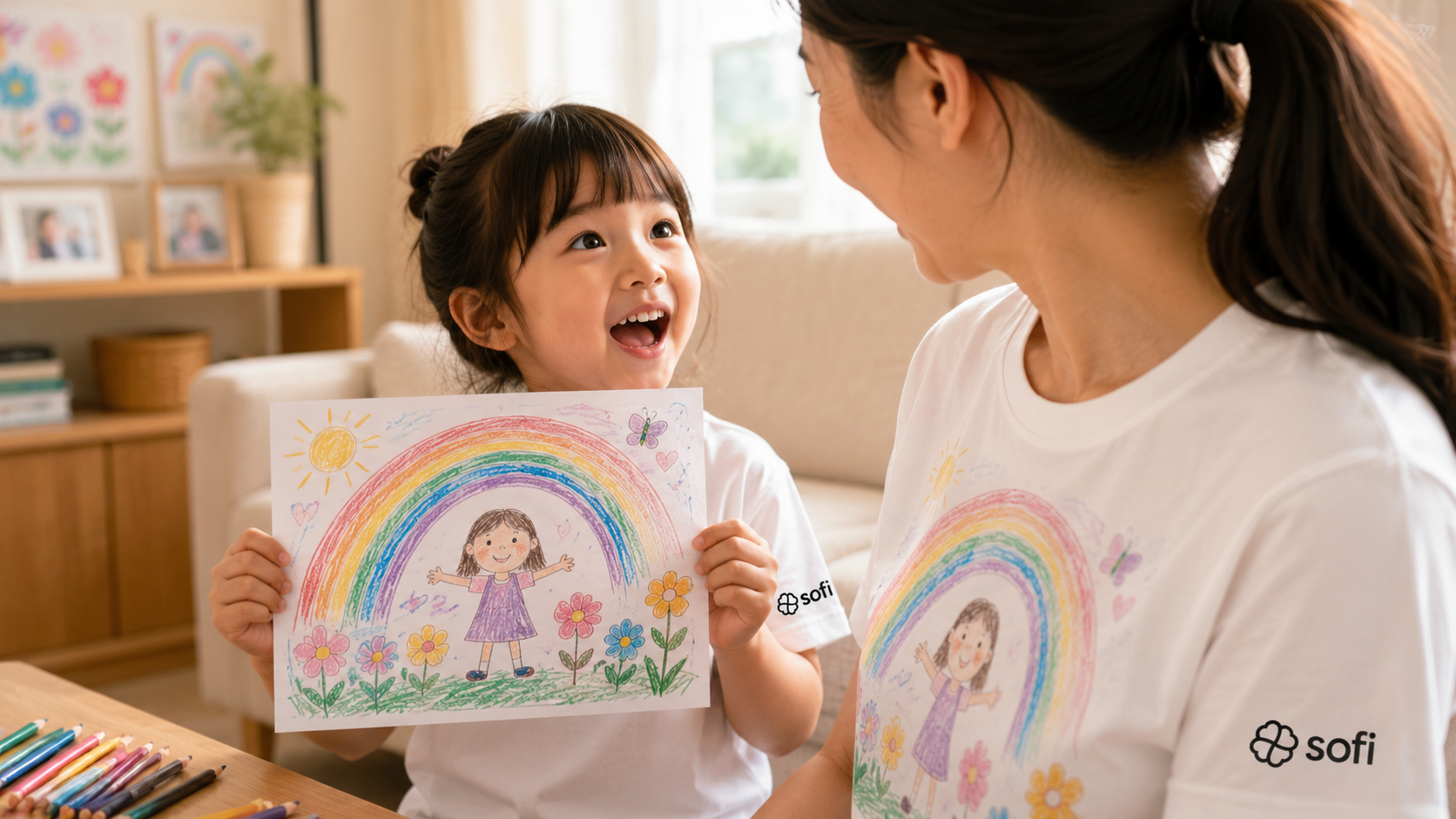 Custom white T-shirt displayed on an easel